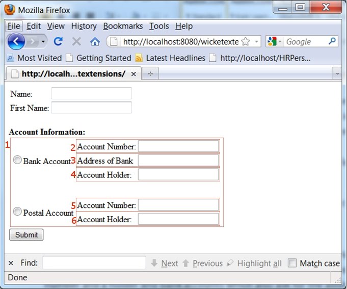 Figure 2: The Web GUI showing the nested validation feedback containers.