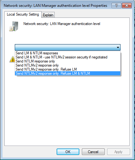 Figure 8: Set NTLMv2 only security policy - step 2